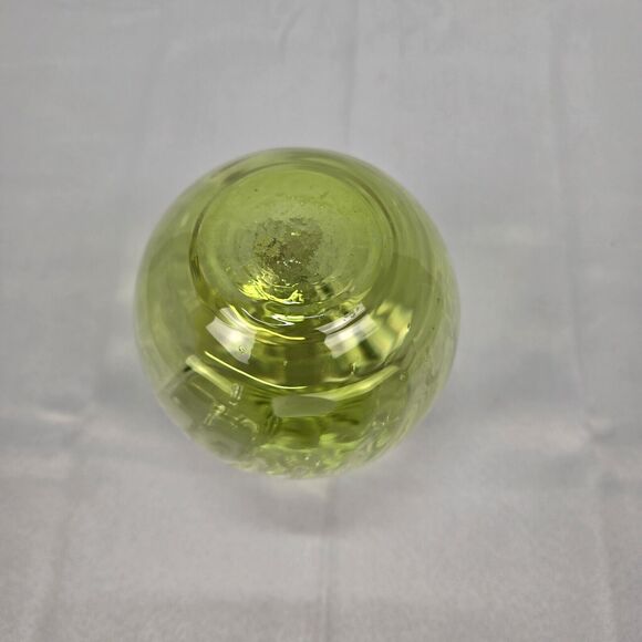Alessandro Coppola Green Murano Scalloped Rim Glass Vase - Made In Italy - Picture 8 of 12